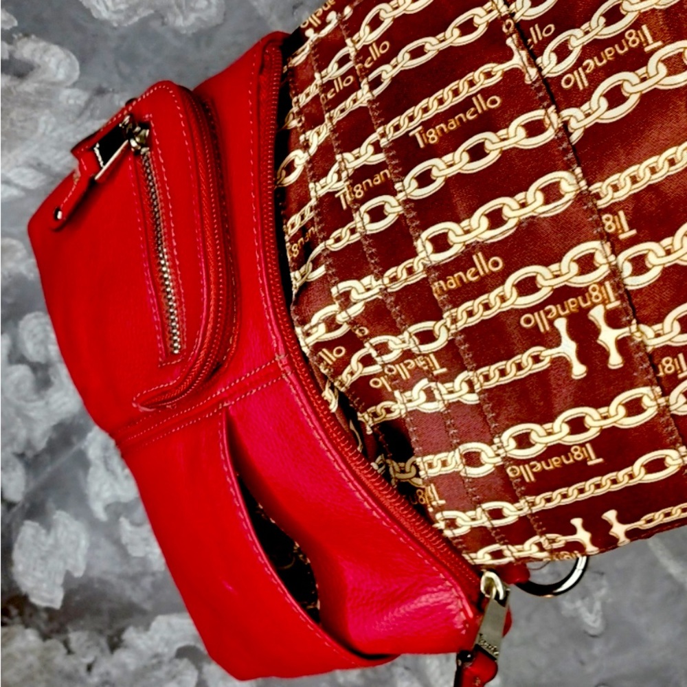 Red Tignanello leather adjustable crossbody. - Picture 3 of 10